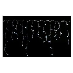 Tenda luminosa Natale Trasparente 180 luci - LED Bianco freddo (4,2 + 0,6 mt) Stalattiti Giochi di luce IP44 D2390