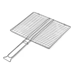 Griglia barbecue rete doppia senza piedi acciaio (45x40cm) Cromo lucido B04045