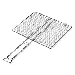 Griglia barbecue rete doppia senza piedi acciaio (40x35cm) Cromo lucido B03540