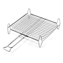 Griglia barbecue rete doppia con piedi acciaio (45x40cm) Cromo lucido A14045