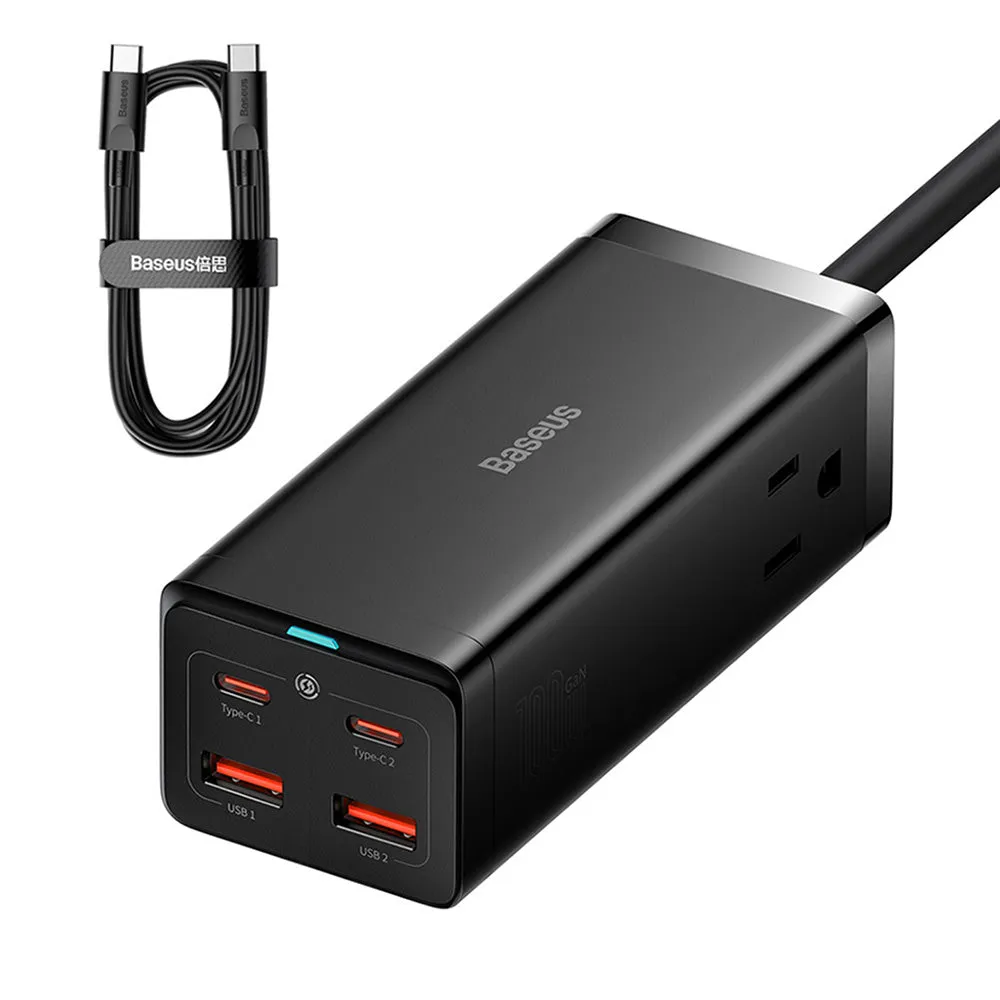Prolunga Baseus PowerCombo US, 1 x Presa - 2 x USB-A - 2 x USB-C, Nero PSZM000201