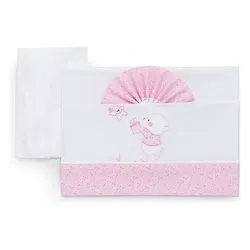 Set lenzuola culla carrozzina 3 pz BEAR Rosa 15 3010 101