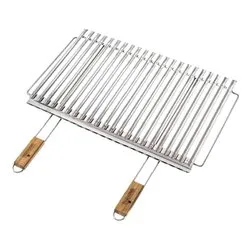 Griglia barbecue biologica con recupero grassi inox (67x40cm) Cromo lucido B26740