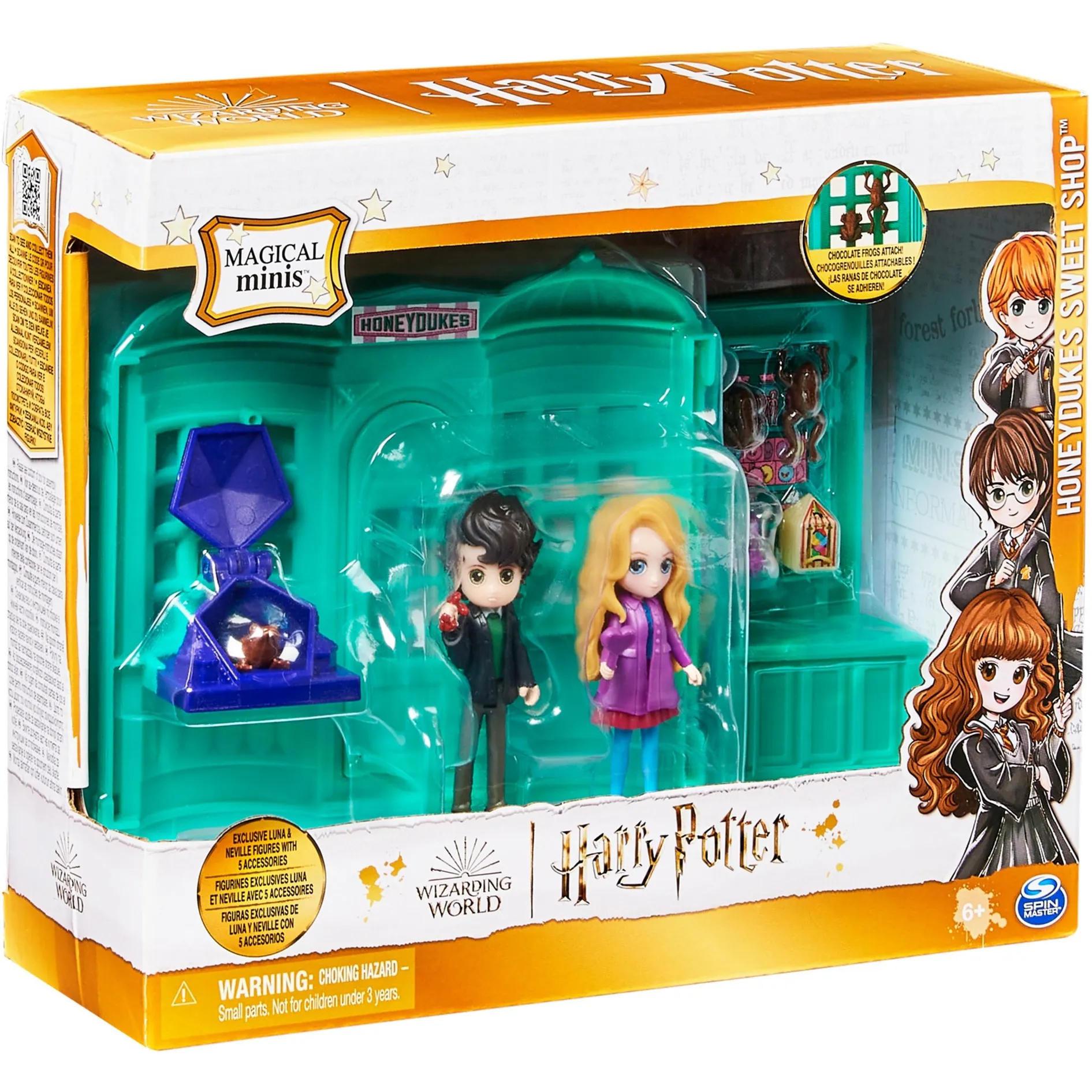 Wizarding World Harry Potter, Magical Minis Negozio Mielandia con 2 personaggi e 5 accessori, giocattoli per bambini dai 6 anni in su, Gioco da costruzione