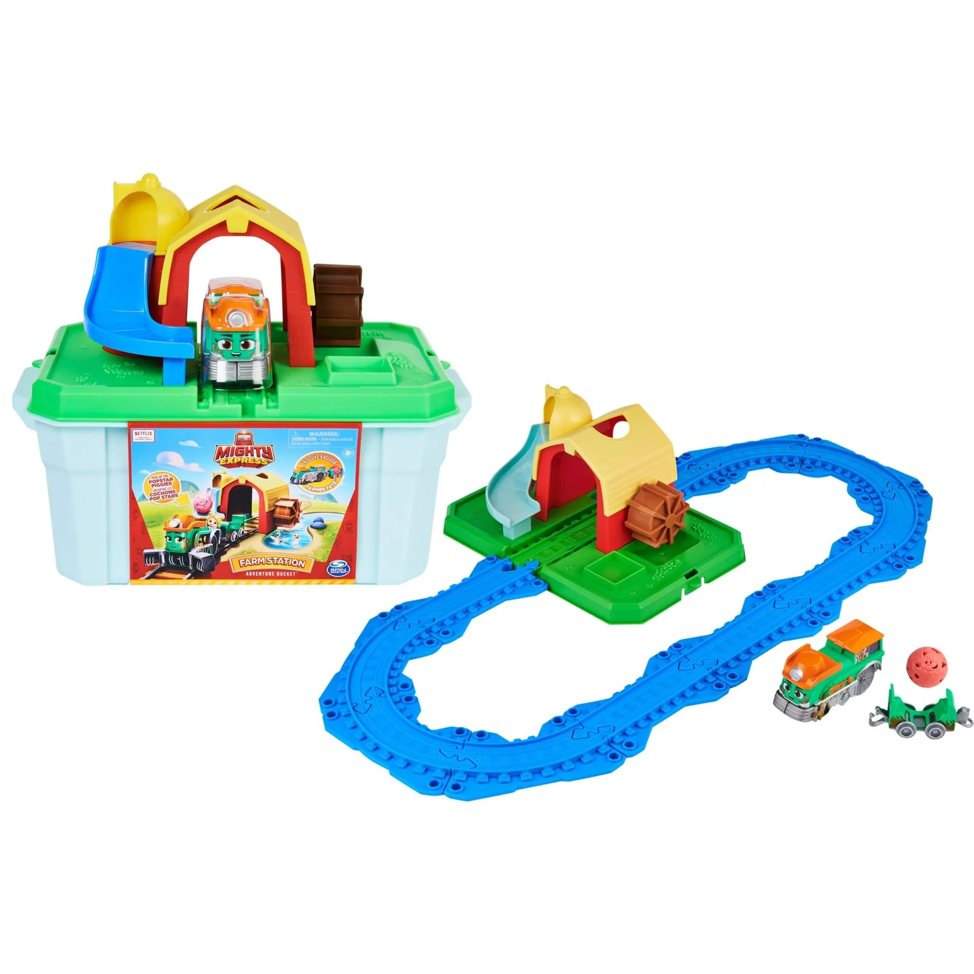 Mighty Express Set gioco stazione della fattoria con Farm-Frieda, veicolo da gioco