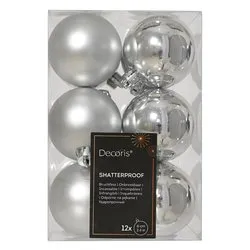 Set palline albero Natale (12pz-6cm) Plastica Silver 9021831