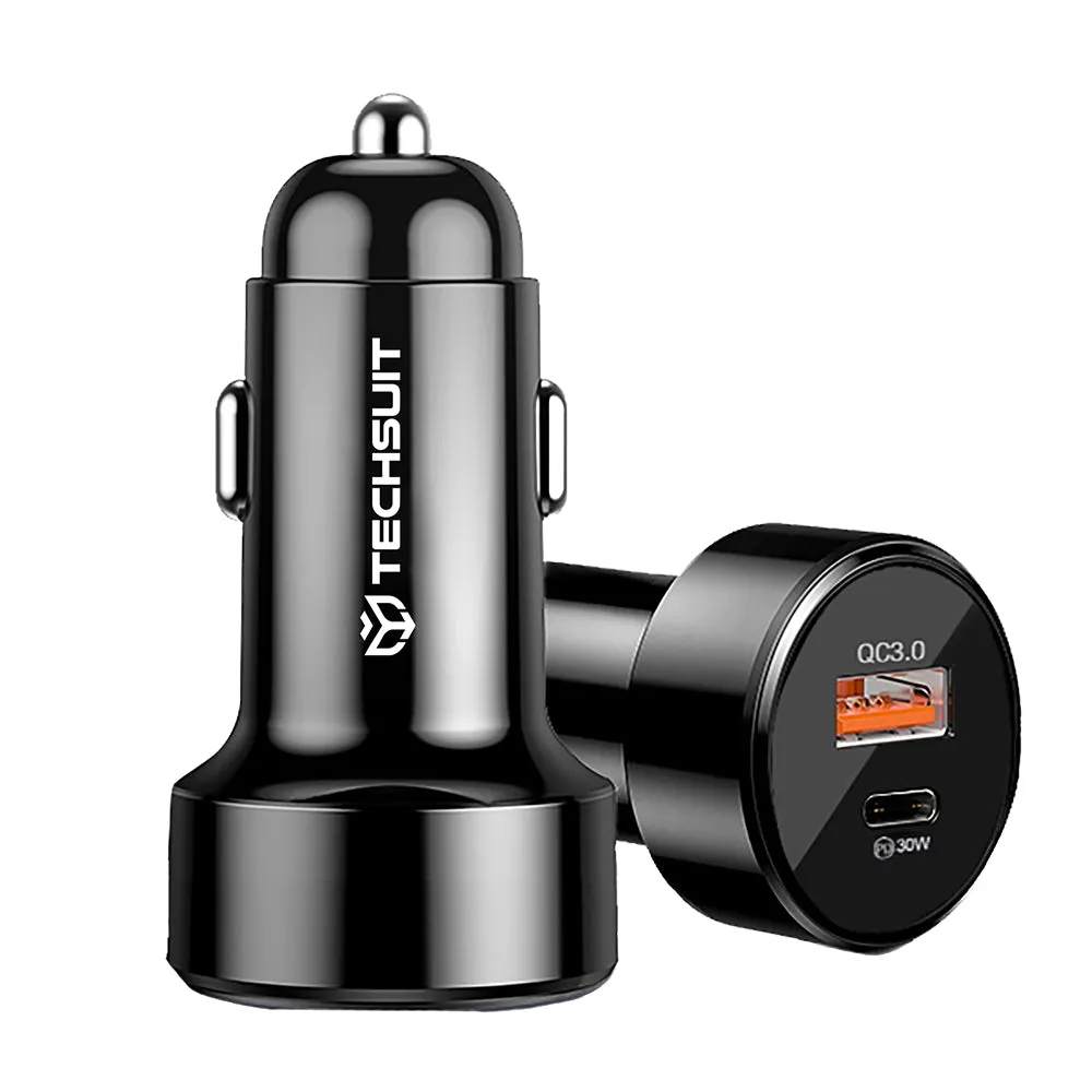 Caricabatterie Auto Techsuit TE-P31 Premium, 48W, 3A, 1 x USB-A - 1 x USB-C, Nero