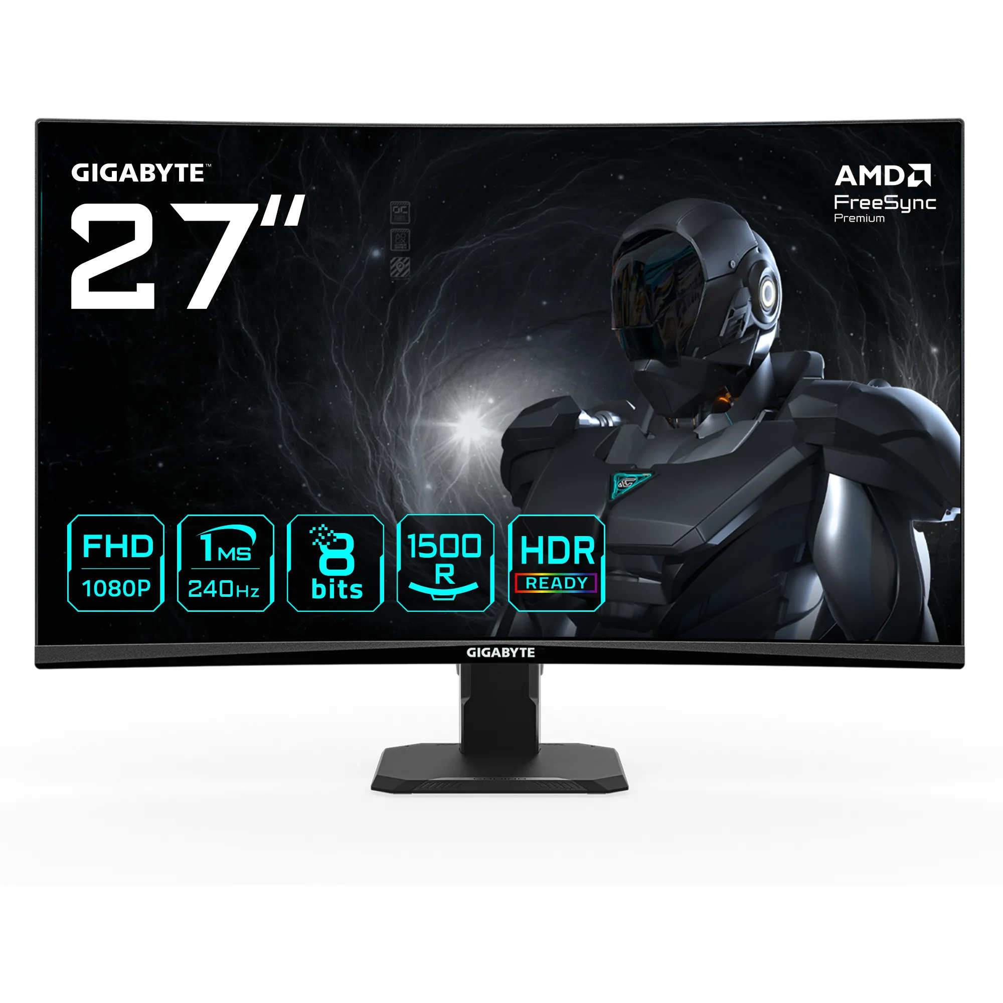 GS27FC2 Monitor Gaming Curvo 27" FHD - 1920 x 1080, 240Hz, 1ms, 350 cd/m², HDR Ready, HDMI 2.0, Displayport 1.4, Monitor di gioco
