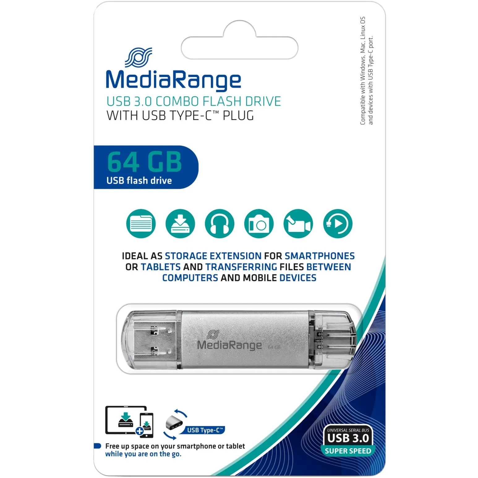 MR937 unità flash USB 64 GB USB Type-A / USB Type-C 3.2 Gen 1 (3.1 Gen 1) Argento, Chiavetta USB