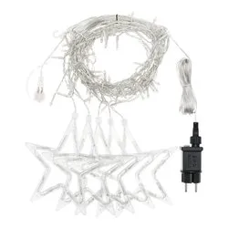 Tenda luminosa Natale Trasparente 150 luci - LED Bianco caldo (5,04 + 4 mt) Giuntabile Stelle 8 Giochi di luce IP44 68599
