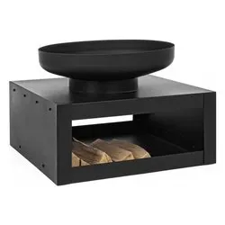 Braciere con porta legna acciaio (70x70x38cm) EFESTO Nero 0782423