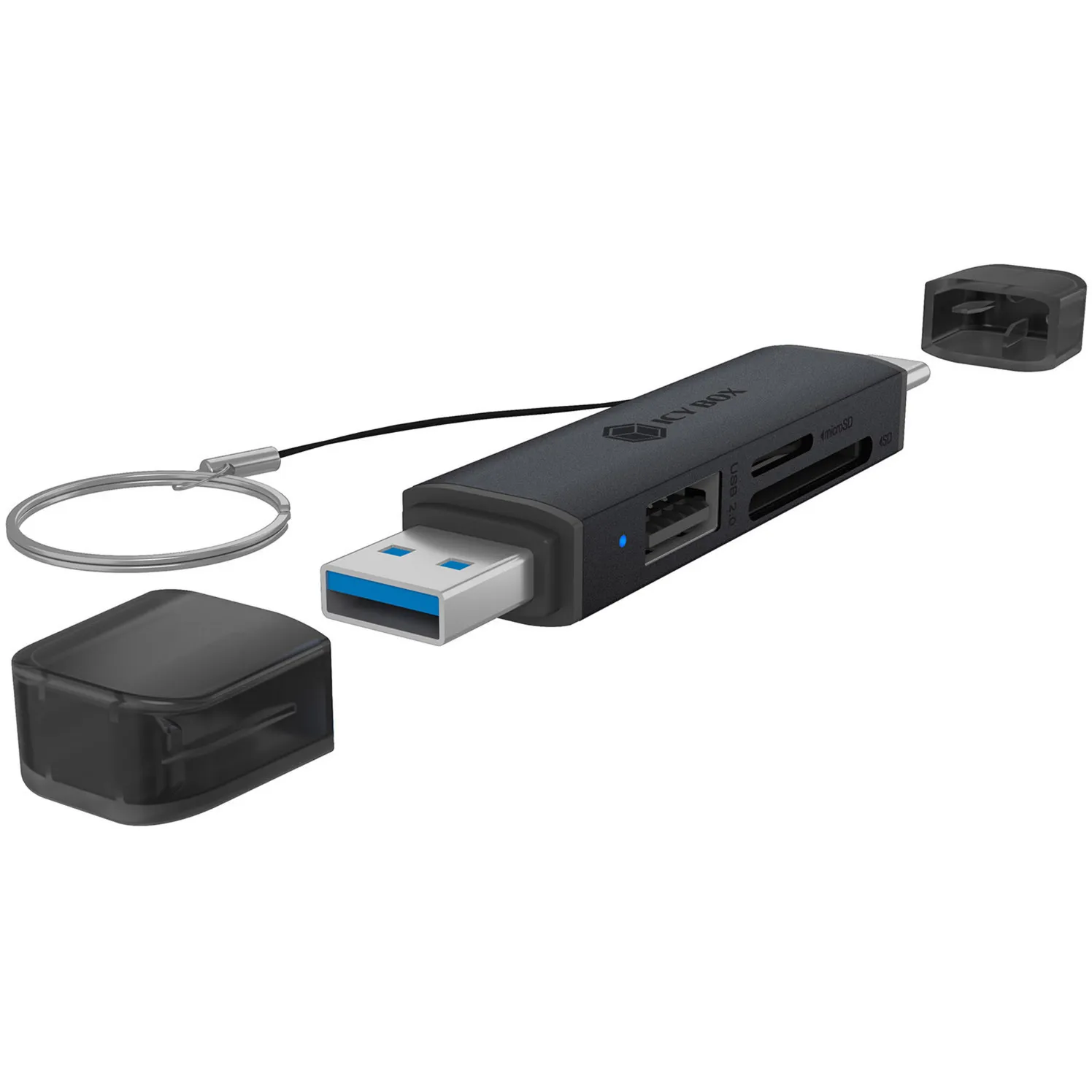 IB-CR203-CU3 lettore di schede USB 3.2 Gen 1 (3.1 Gen 1) Type-A/Type-C Nero