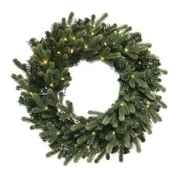 Corona Natale Con luce (60 luci - LED - Batteria) (60cm) GENEVA Verde 9680832