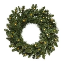 Corona Natale Con luce (60 luci - LED - Batteria) (50cm) BERGEN Verde 9680825
