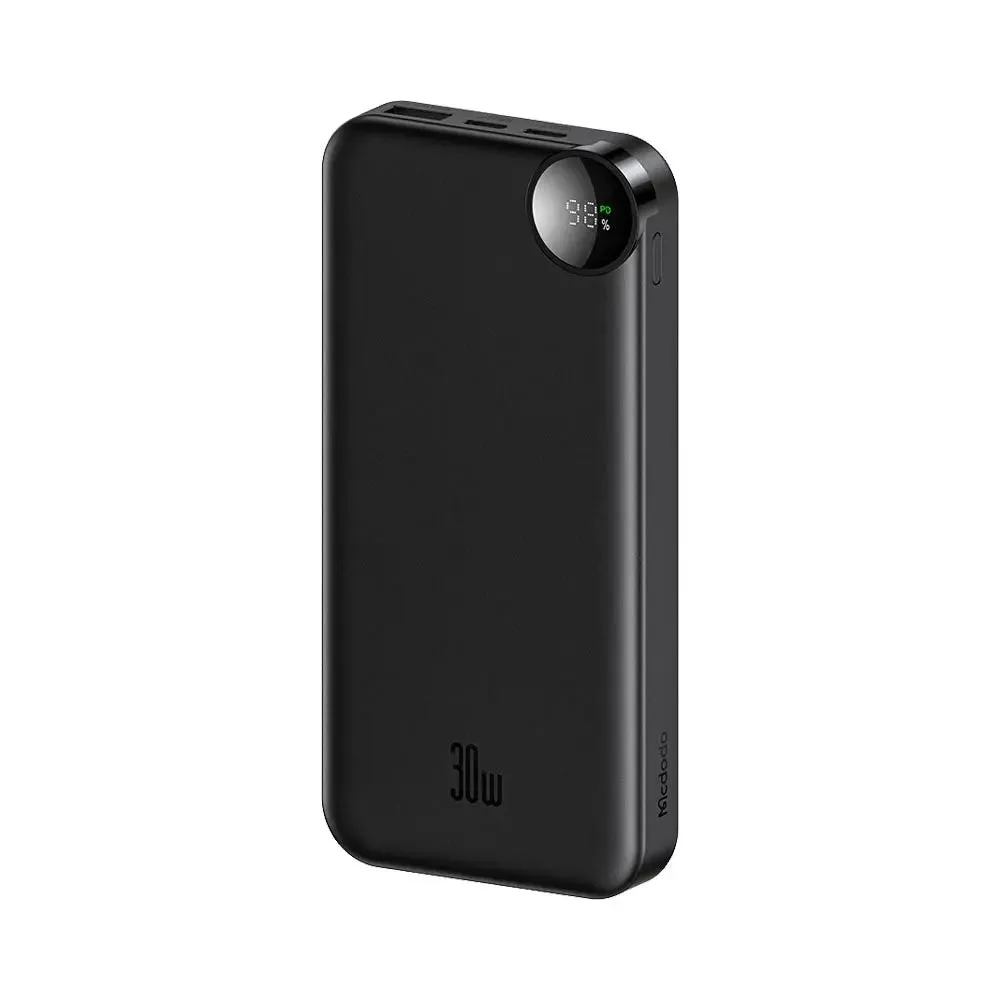 Batteria Esterna McDodo MC-3850 Display, 10000mAh, 30W, QC + PD, 1 x USB-A - 2 x USB-C, Nera