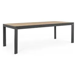 Tavolo da esterno alluminio BELMAR Allungabile Effetto legno e Antracite (220-340x100x75cm) 0663195
