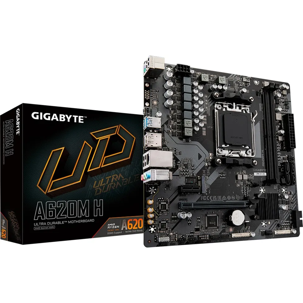 A620M H Scheda madre - Supporta CPU AMD Ryzen 8000, VRM digitale 5+2+2 fasi, fino a 7200MHz DDR5 (OC), 1xPCIe 4.0 M.2, GbE LAN, USB 3.2 Gen 1
