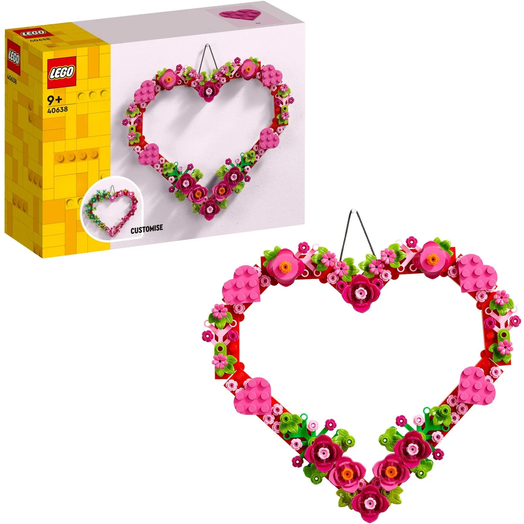 Iconic 40638 Cuore Ornamento Giocattolo, Kit Arti e Mestieri da Esposizione con Fiori, Foglie e Cuoricini, Regalo per Bambini 9+, Giochi di costruzione