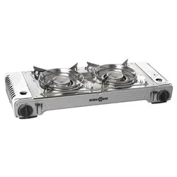 Fornello campeggio Devil Double Grill piezoelettrico (2x2,2kW) Cromo 0708017N