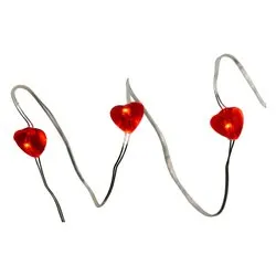 Filo Trasparente 50 luci - NANOLED Rosso (3 + 0,5 mt) Cuori Luce fissa CHRISTMAS IP20 D1399