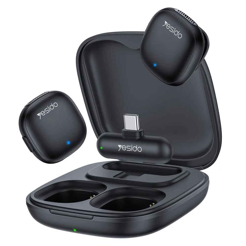 Lavaliera Yesido KR21, USB-C, Set 2 pezzi, Nera