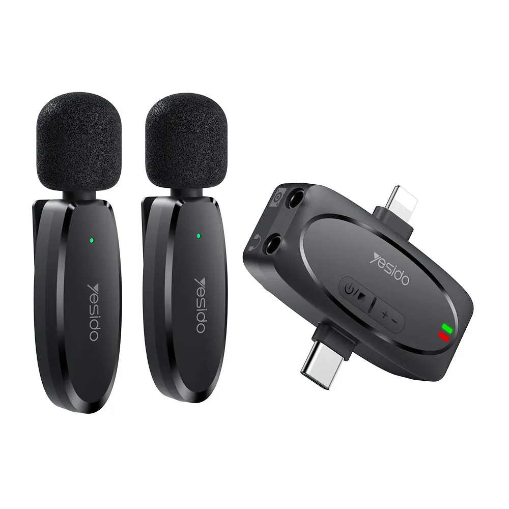 Lavalier Yesido KR15, USB-C / Lightning, Set 2 pezzi, Nero