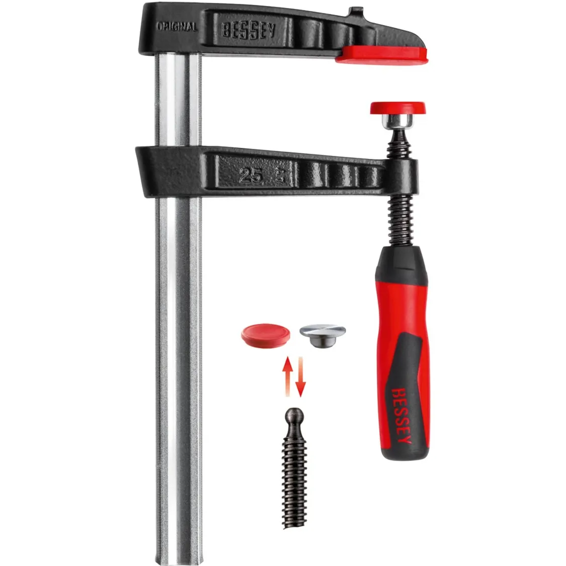 TG30-2K morsa Morsetto a barra 30 cm Alluminio, Nero, Rosso