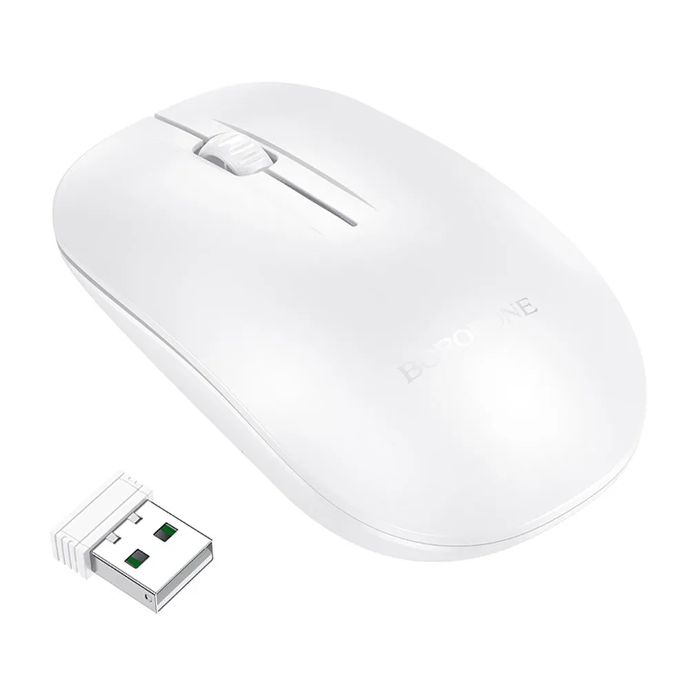 Mouse Wireless Borofone BG14 Planet, 1000DPI, BT / Wi-Fi, Bianco