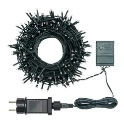 Filo Verde 360 luci - MINILED Bianco caldo (25,7 + 4 mt) 8 Giochi di luce XMAS KING 40199