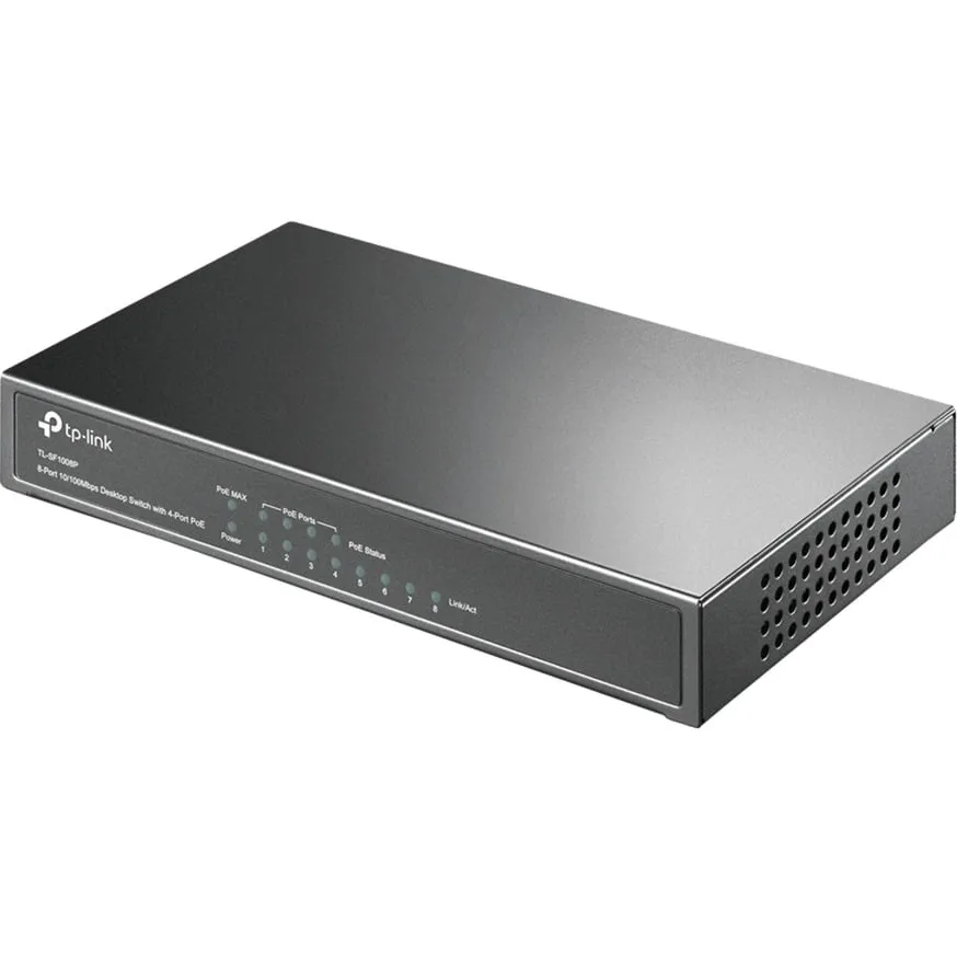 TL-SF1008P Non gestito Fast Ethernet (10/100) Supporto Power over Ethernet (PoE) Nero, Interruttore