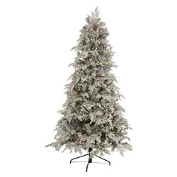 Albero Natale addobbato SOLE Verde innevato (PVC e PE - H210 D127 cm) 500 luci - LED