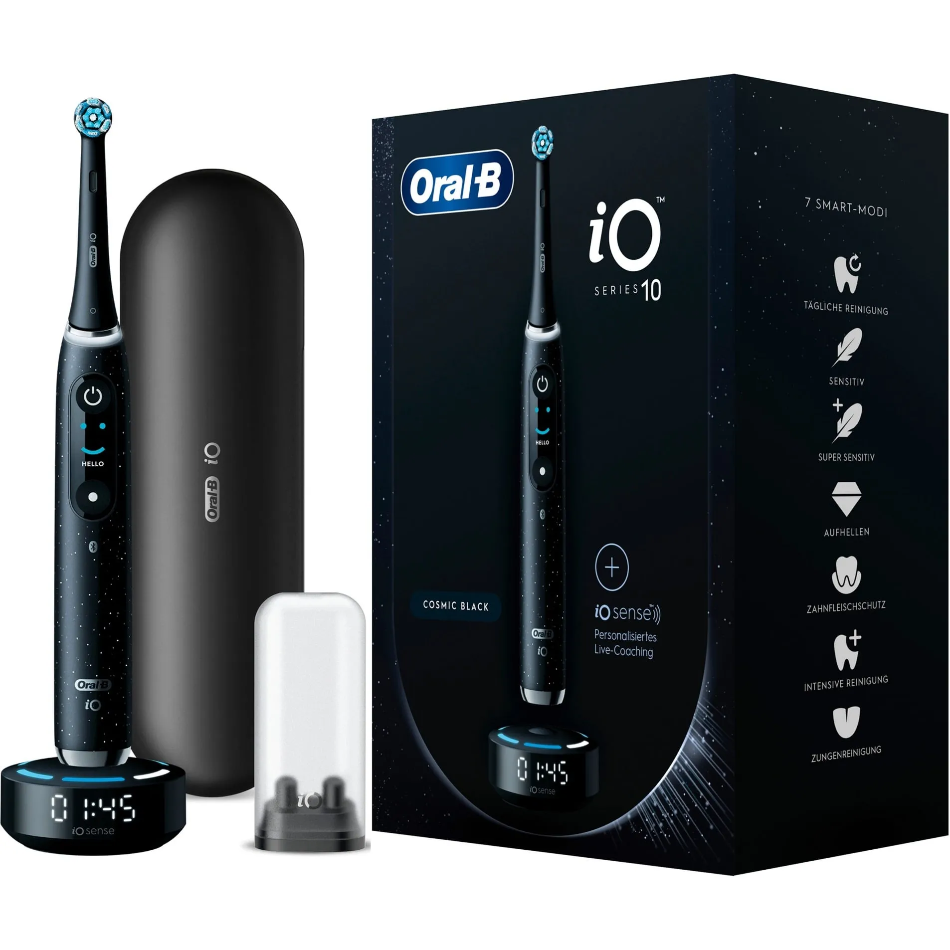 iO Series 10 Adulto Spazzolino rotante-oscillante Nero, Spazzolino da denti elettrico