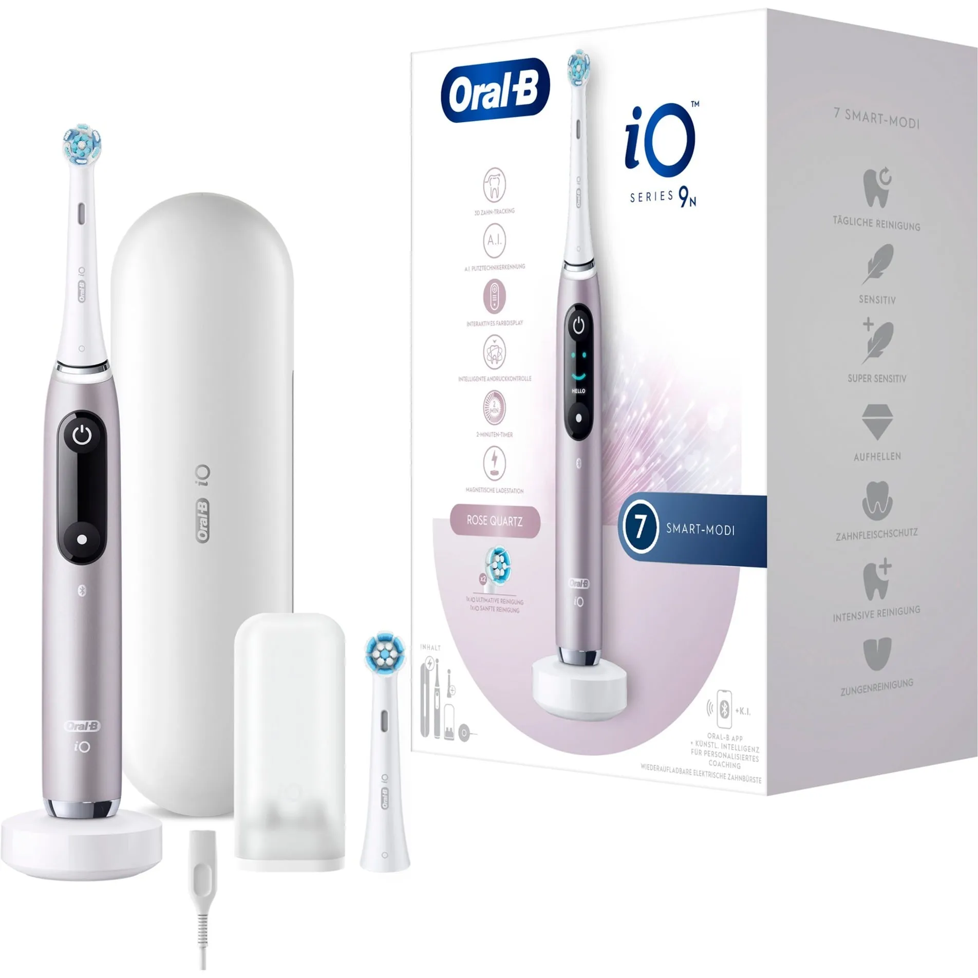 iO Series 9n Adulto Spazzolino rotante-oscillante Rosa, Spazzolino da denti elettrico