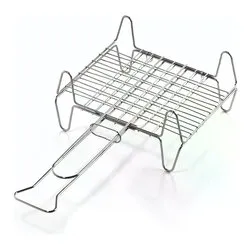 Griglia barbecue rete doppia con piedi acciaio (27x22cm) Cromo lucido A12227