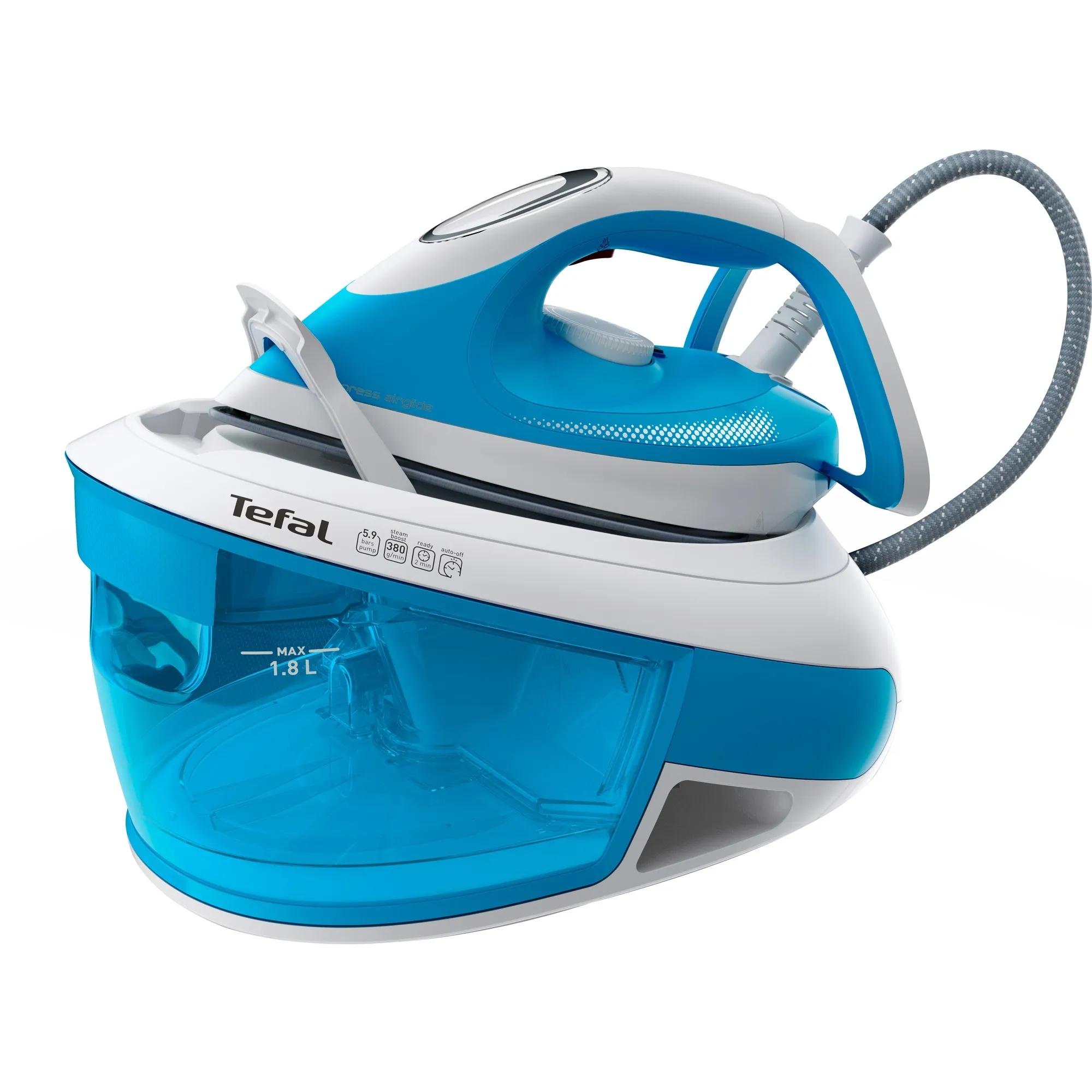 Express Airglide SV8002 1,8 L Piastra Durilium Airglide Blu, Bianco, Stazione stirante