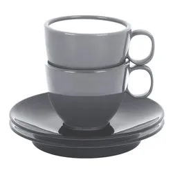 Set tazzine campeggio antislip 2 pz (6,5x5cm) plastica abs con piatto Grigio 0830066C.C06
