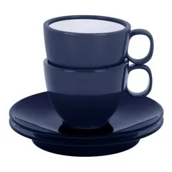 Set tazzine campeggio antislip 2 pz (6,5x5cm) plastica abs con piatto BLUE OCEAN Blu 0830066C.C22