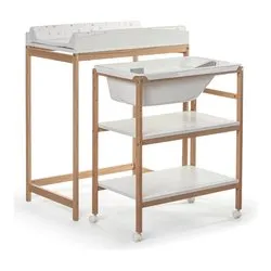 Fasciatoio doppia funzione con bagnetto (84x54x106cm) WOODY Naturale 933