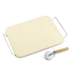 Pietra pizza (38x30cm) con supporto e rotella taglio 103038