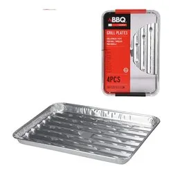 Vassoio grill 5 pz alluminio per barbecue (34x23x2,5cm) Silver DV5300230