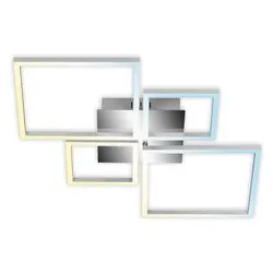 Plafoniera FRAME Alluminio e Cromo (4 luci - 4000 Lumen - 38 W - Bianco CCT) (75x7,5x46,7cm) BT10025