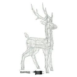 Renna 3D Bianco (H85 cm) 3 giochi di luce (1pz) 120 luci - LED Bianco caldo e Bianco freddo IP44 80201