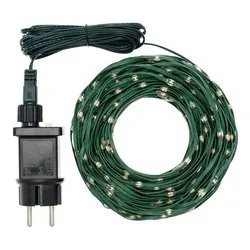 Filo Verde 200 luci - DROPS LED Bianco freddo (15 + 4 mt) 8 Giochi di luce XMAS KING IP44 67424