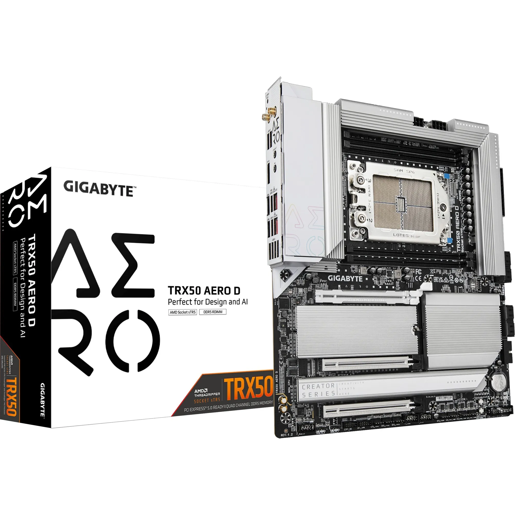 TRX50 AERO D Scheda madre - Supporta AMD Ryzen Threadripper 9000 Series CPUs, 16+8+4 Phases Digital VRM, up to 7800MHz DDR5 (OC), 3xPCIe 5.0 + 1xPCIe 4.0 M.2, Wi-Fi 7, 10GbE LAN, USB4