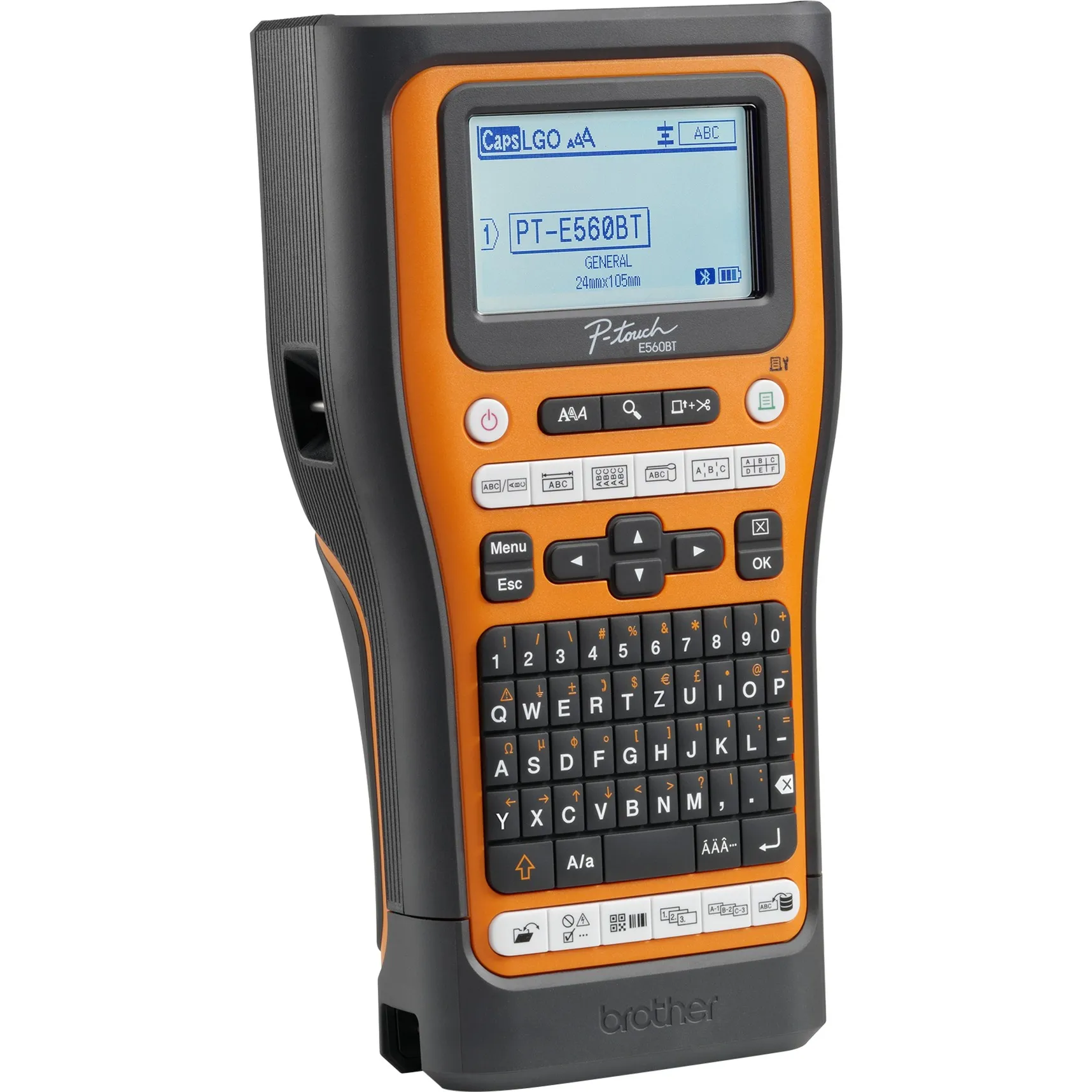 PT-E560BTVP stampante per etichette (CD) Trasferimento termico 180 x 180 DPI 20 mm/s Con cavo e senza cavo HSE/TZe Bluetooth QWERTY, Stampa etichette