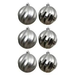 Set palline albero Natale (6pz-8cm) Plastica Silver 026074