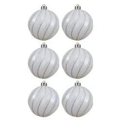 Set palline albero Natale (6pz-8cm) Plastica Winter white 026077