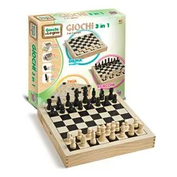 Gioco Dama, Scacchi e Tria 3 in 1 GIOCHI IN LEGNO GG95023