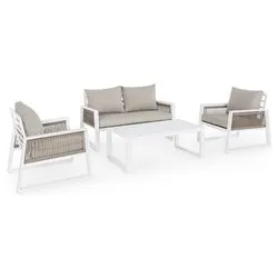 Set da esterno alluminio, textilene, poliestere CAPTIVA 4 posti Bianco 0662584
