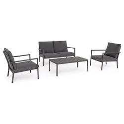 Set da esterno alluminio, textilene, poliestere KONNOR 4 posti Antracite 0663717
